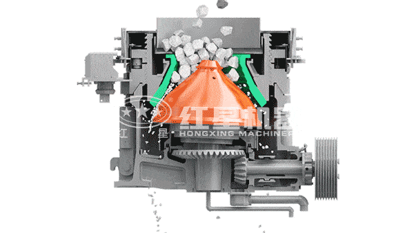 多缸液壓圓錐破碎機(jī)工作原理圖