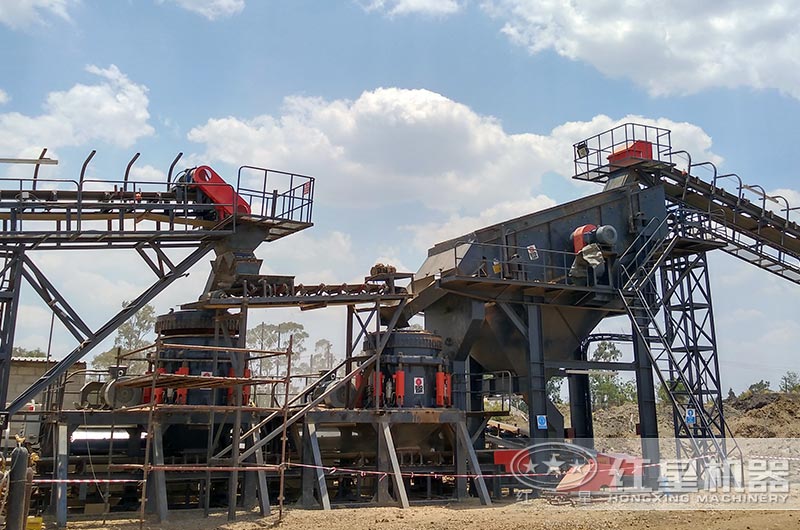 兩臺圓錐破并行使用，處理能力更強