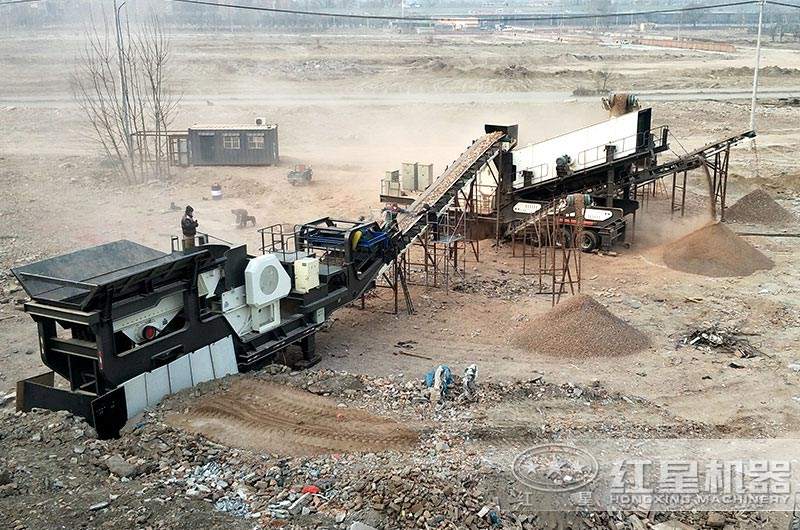 移動(dòng)式建筑垃圾破碎站生產(chǎn)現(xiàn)場(chǎng)圖片