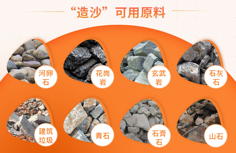 這些物料可以被巖石制砂設(shè)備破碎制成砂子 這些物料可以被巖石制砂設(shè)備破碎制成砂子